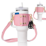 Water Bottle Handle Shoulder Strap For 30-40oz Bottles PU Leather Tumbler Handle Water Bottle Sling Accessory brandscluster