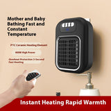 Wall Mounted Portable Small Electric Heater With Remote Control, Adjustable Silent Thermostat Suitable For Winter Home Offices Bathroom brandscluster