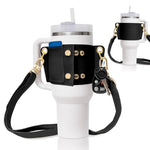 Water Bottle Handle Shoulder Strap For 30-40oz Bottles PU Leather Tumbler Handle Water Bottle Sling Accessory brandscluster