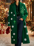 Printed Casual Lapel Long-sleeved Long Coat brandscluster