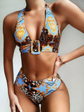 Printed halter bikini null
