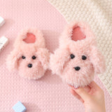 Children'S Cotton Slippers  Girls' Indoor Home Shoes  Cute Teddy Dog Fur Slippers  Children'S Baby Slippers brandscluster