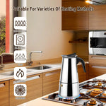 Straight Cylinder Mocha Pot Stainless Steel Italian Coffee Pot brandscluster
