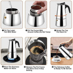Straight Cylinder Mocha Pot Stainless Steel Italian Coffee Pot brandscluster