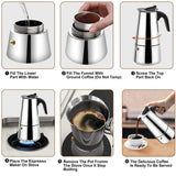 Straight Cylinder Mocha Pot Stainless Steel Italian Coffee Pot brandscluster