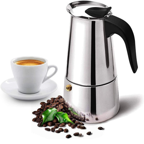 Straight Cylinder Mocha Pot Stainless Steel Italian Coffee Pot brandscluster