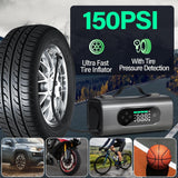 Newest 8 In 1 Portable Car Battery Starter With Air Compressor, Car  Wireless Vacuum Cleaner 150PSI Car Battery Starter 12V With Large LCD Display brandscluster