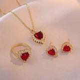 Fashion Micro-inlaid Pendant Ruby Heart Necklace brandscluster