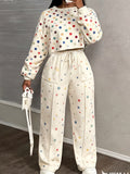 Printed Casual Cropped Sweatshirt And Wide-leg Pants Set brandscluster