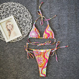 New Floral Drawstring Bikini Swimsuit Women brandscluster