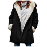 Winter Button Coat Fashion Warm Hooded Jacket With Pockets Women's Clothing brandscluster