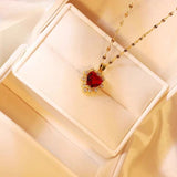 Fashion Micro-inlaid Pendant Ruby Heart Necklace brandscluster