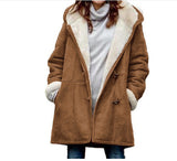 Winter Button Coat Fashion Warm Hooded Jacket With Pockets Women's Clothing brandscluster