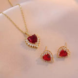 Fashion Micro-inlaid Pendant Ruby Heart Necklace brandscluster