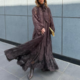 Vietnamese-style Embroidered Heavy-duty Long-sleeve Loose Ruffle Dress brandscluster