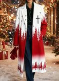 Printed Casual Lapel Long-sleeved Long Coat brandscluster