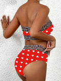 Sexy Bandeau Solid Color Love Bikini Bikini brandscluster