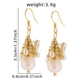 Natural Pearl Embellished Wire-wrapped Earrings Fresh And Sweet brandscluster