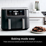 Ninja DZ401 Foodi 10 Quart 6-in-1 DualZone XL 2-Basket Air Fryer with 2 Independent Frying Baskets, Match Cook & Smart Finish to Roast, Broil, Dehydrate for Quick, Easy Family-Sized Meals, Grey brandscluster