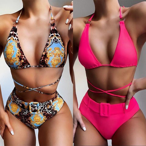 Printed halter bikini null