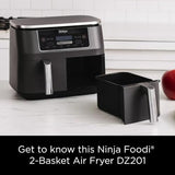 Ninja DZ401 Foodi 10 Quart 6-in-1 DualZone XL 2-Basket Air Fryer with 2 Independent Frying Baskets, Match Cook & Smart Finish to Roast, Broil, Dehydrate for Quick, Easy Family-Sized Meals, Grey brandscluster