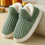Winter Plush Home Shoes Fashion Solid Color Stripes Floor Bedroom Slippers Indoor Outdoor Garden Shoes For Women Men Couples brandscluster