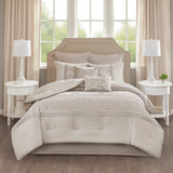 Embroidered 8-Piece Comforter Set – Neutral King Size Bedding with Pillow Shams & Sheets brandscluster