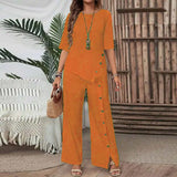 Elegant And Fashionable Casual Button Half-sleeve Shirt Loose Two-piece Set brandscluster