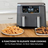 Ninja DZ401 Foodi 10 Quart 6-in-1 DualZone XL 2-Basket Air Fryer with 2 Independent Frying Baskets, Match Cook & Smart Finish to Roast, Broil, Dehydrate for Quick, Easy Family-Sized Meals, Grey brandscluster