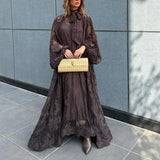 Vietnamese-style Embroidered Heavy-duty Long-sleeve Loose Ruffle Dress brandscluster