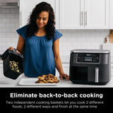 Ninja DZ401 Foodi 10 Quart 6-in-1 DualZone XL 2-Basket Air Fryer with 2 Independent Frying Baskets, Match Cook & Smart Finish to Roast, Broil, Dehydrate for Quick, Easy Family-Sized Meals, Grey brandscluster
