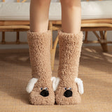 Cute Cartoon Dog Floor Socks Winter Warm Non-slip Plush Socks For Women brandscluster