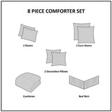 Embroidered 8-Piece Comforter Set – Neutral King Size Bedding with Pillow Shams & Sheets brandscluster
