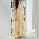 Vietnamese-style Embroidered Heavy-duty Long-sleeve Loose Ruffle Dress brandscluster