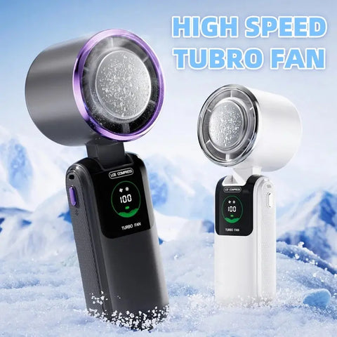 New Ice Pack High-Speed Handheld Eletirc Fan Speed Adjustable Folding Mini Fan Portable Outdoor Hanging Neck Small Fan brandscluster