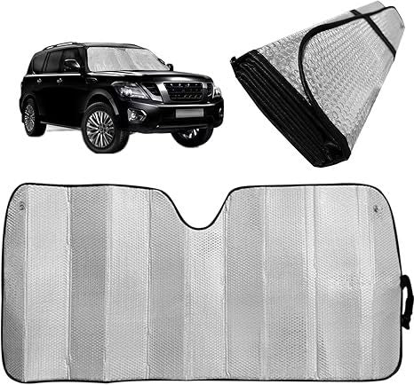 Car Windshield Sunshade-Thicken 5-Layer Bubble Block Heat And Sun UV Rays, Front Windshield Sun Shade- Keeps Your Vehicle Cool New Silver brandscluster