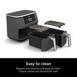 Ninja DZ401 Foodi 10 Quart 6-in-1 DualZone XL 2-Basket Air Fryer with 2 Independent Frying Baskets, Match Cook & Smart Finish to Roast, Broil, Dehydrate for Quick, Easy Family-Sized Meals, Grey brandscluster
