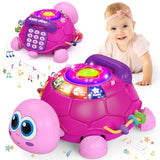 Ussybaby Musical Turtle Baby Toys 6 to 12 Month,Infant Light-up Musical Tummy Time Toy with Phone,Baby Crawling Toys for 7 8 9 12 Months Old,Easter Birthday Girl Gift for 3 4 5 Month+(Pink) brandscluster