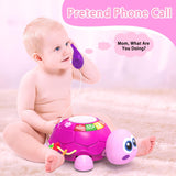 Ussybaby Musical Turtle Baby Toys 6 to 12 Month,Infant Light-up Musical Tummy Time Toy with Phone,Baby Crawling Toys for 7 8 9 12 Months Old,Easter Birthday Girl Gift for 3 4 5 Month+(Pink) brandscluster