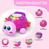 Ussybaby Musical Turtle Baby Toys 6 to 12 Month,Infant Light-up Musical Tummy Time Toy with Phone,Baby Crawling Toys for 7 8 9 12 Months Old,Easter Birthday Girl Gift for 3 4 5 Month+(Pink) brandscluster