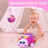 Ussybaby Musical Turtle Baby Toys 6 to 12 Month,Infant Light-up Musical Tummy Time Toy with Phone,Baby Crawling Toys for 7 8 9 12 Months Old,Easter Birthday Girl Gift for 3 4 5 Month+(Pink) brandscluster