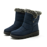 Snow Boots Winter Warm Hook And Loop Fastener Plush Shoes Women Waterproof Low Heels Platform Ankle Boots brandscluster