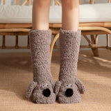 Cute Cartoon Dog Floor Socks Winter Warm Non-slip Plush Socks For Women brandscluster