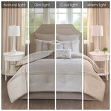 Embroidered 8-Piece Comforter Set – Neutral King Size Bedding with Pillow Shams & Sheets brandscluster