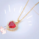 Fashion Micro-inlaid Pendant Ruby Heart Necklace brandscluster