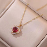 Fashion Micro-inlaid Pendant Ruby Heart Necklace brandscluster