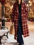 Plaid Casual Long Wool Coat brandscluster