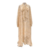 Vietnamese-style Embroidered Heavy-duty Long-sleeve Loose Ruffle Dress brandscluster