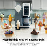 Ninja CREAMi Scoop & Swirl Ice Cream and Soft Serve Maker, Sorbet, Milkshake, Frozen Yogurt, Low Calories Program & More, 13-in-1, Soft Serve Handle & (2) CREAMi 2-in-1 16oz Pints, NC701 brandscluster