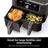 Ninja DZ401 Foodi 10 Quart 6-in-1 DualZone XL 2-Basket Air Fryer with 2 Independent Frying Baskets, Match Cook & Smart Finish to Roast, Broil, Dehydrate for Quick, Easy Family-Sized Meals, Grey brandscluster